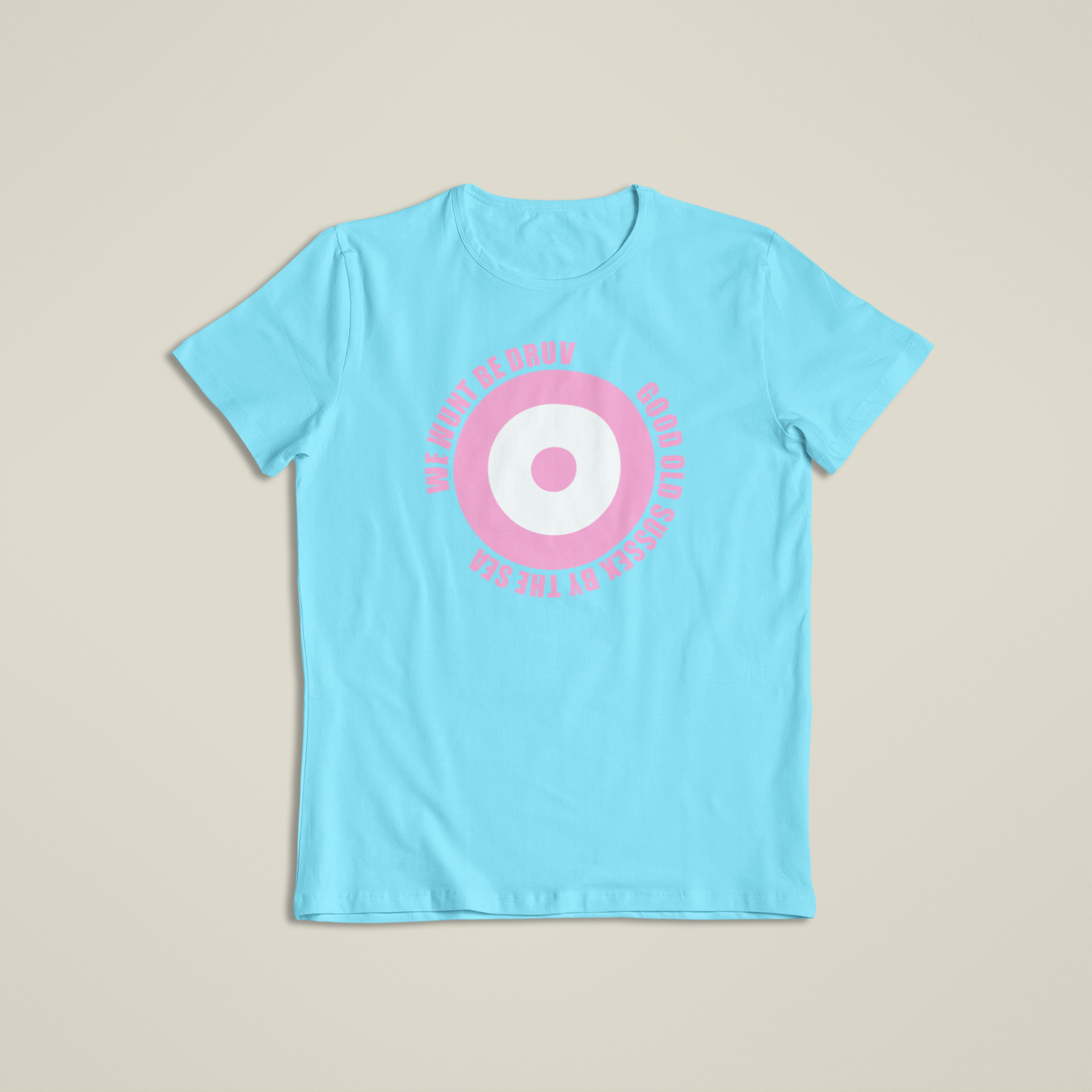 We Wunt Be Druv Roundel pink circle text Ladies T Shirt